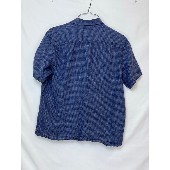 Baird McNutt Men's Linen Mini Check Button-Up Summer Vacation Cruise Shirt - L - Picture 5 of 7